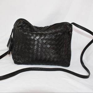Enzo Angiolini black woven leather crossbody
